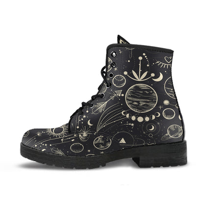 Moon Phases Abstract Women Vegan Leather Boots