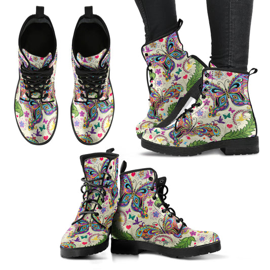 Butterfly Pattern Handcrafted Vegan Leather Boots