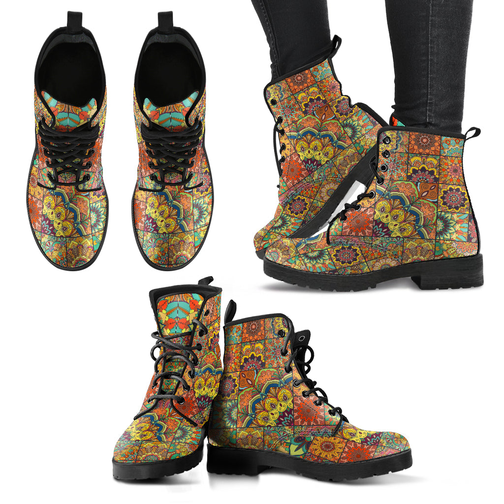 Patchwork Garden Women's Vegan Leather Combat Boots