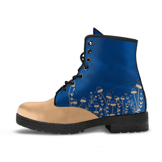 Sapphire Forest Blue Women's Vegan Leather Combat Boots