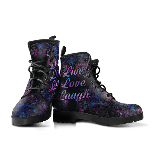 Live Love Laugh Women's Vegan Leather Combat Boots