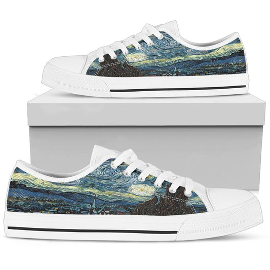 Ribbon Starry Night by Vincent Van Gogh Women's Low Top Sneakers