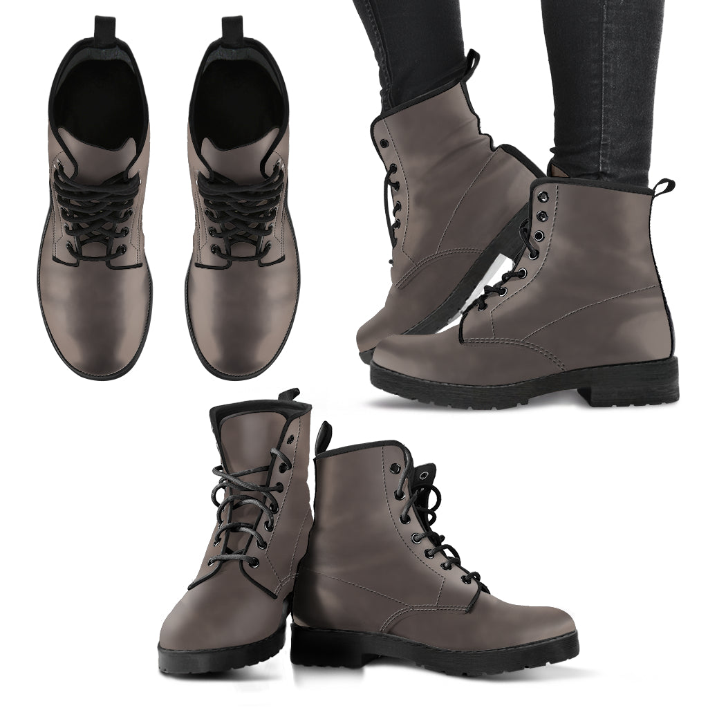 Brown Granite Women's Vegan Leather Combat Boots