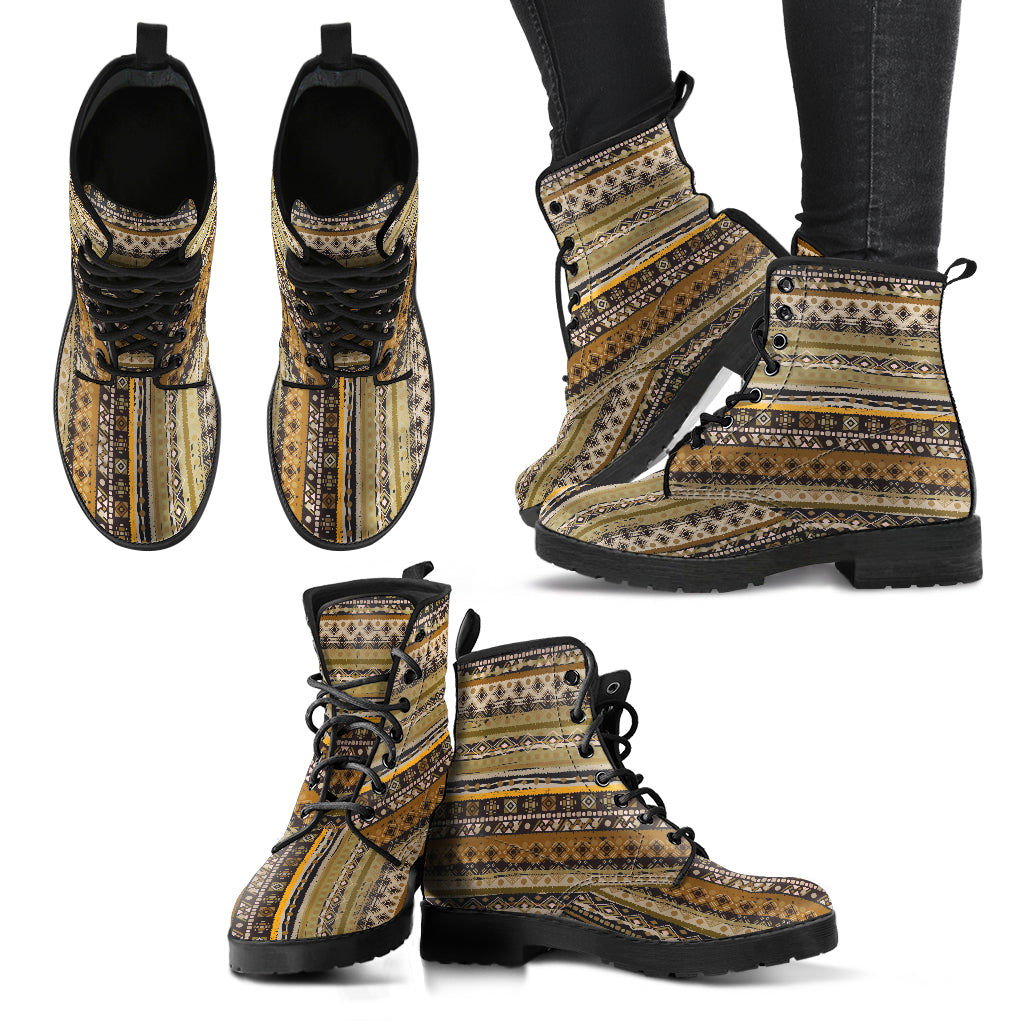 Bohemian Style Women's Vegan Leather Combat Boots