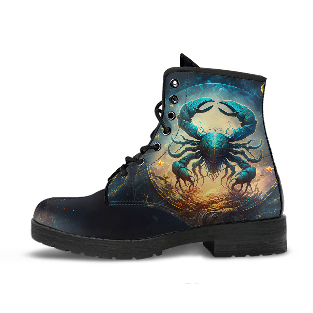 Cancer the Crab Zodiac Women's Vegan Leather Boots