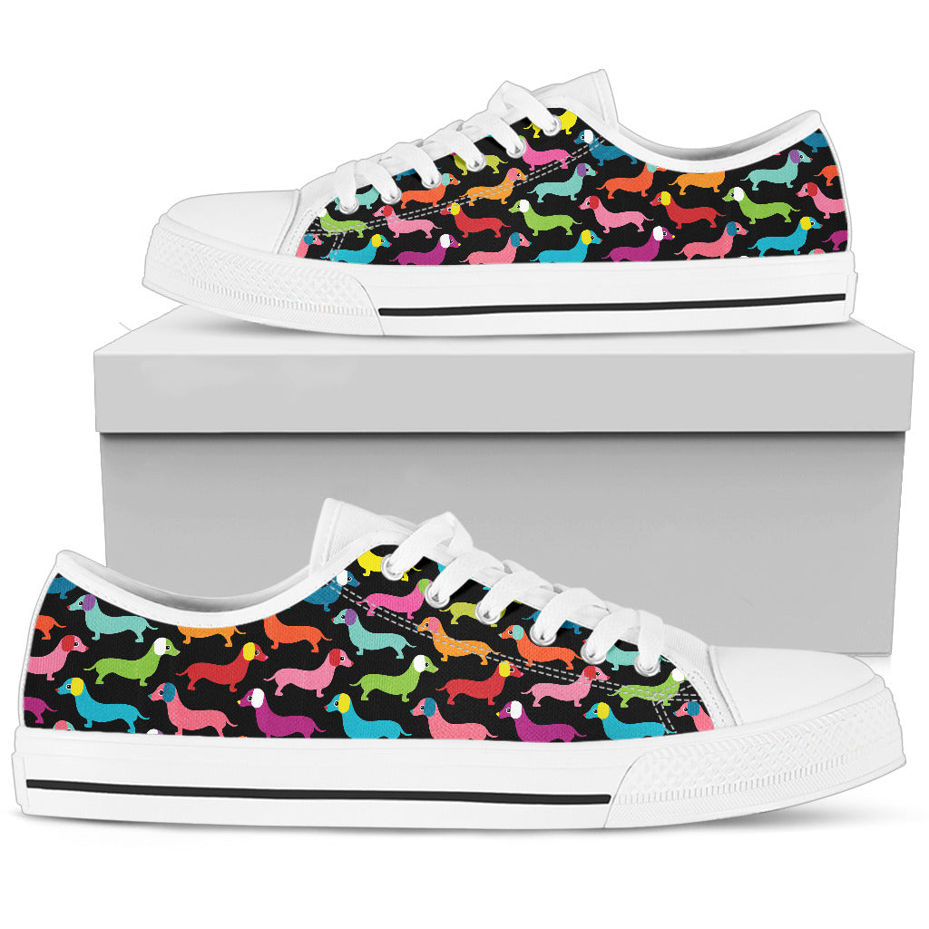 Dachshund Rainbow White Women's Low Top Sneaker