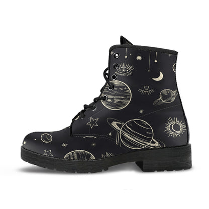 Moon Phases Abstract Women Vegan Leather Boots