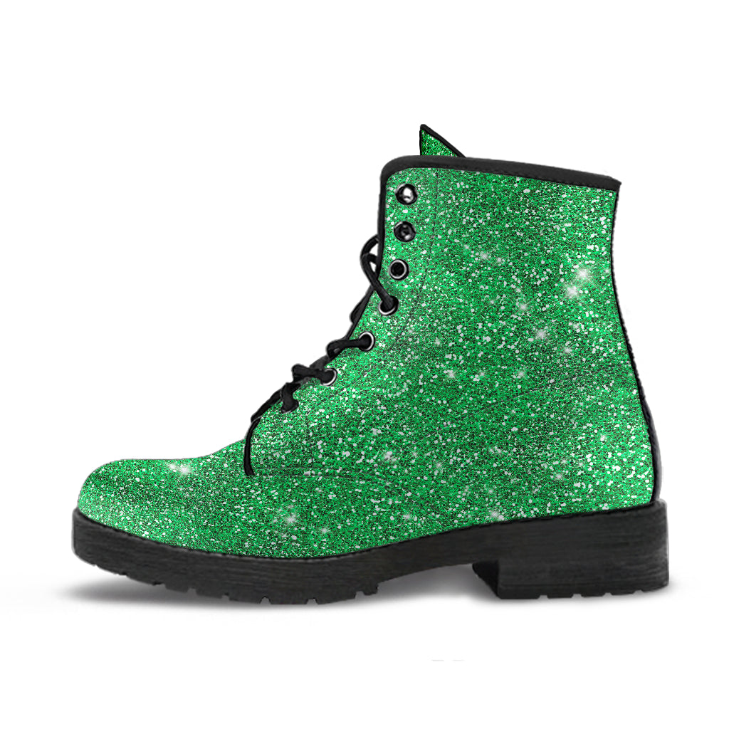 Twinkle Twinkle Little Green Stars Women's Vegan Leather Combat Boots