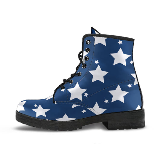 Stellar Stride blue Star Women's Vegan Leather Combat Boots