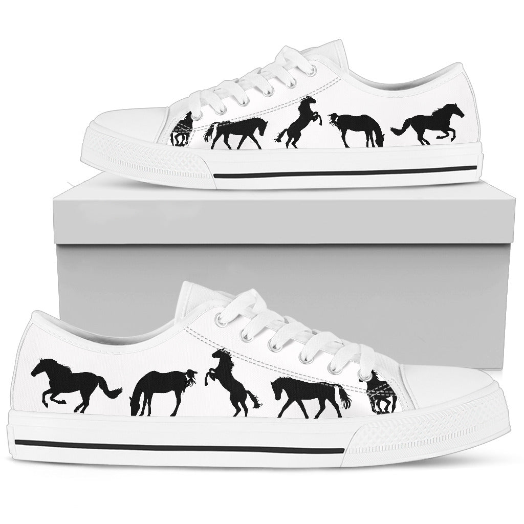 Horse Silhouette Women's Low Top Sneakers