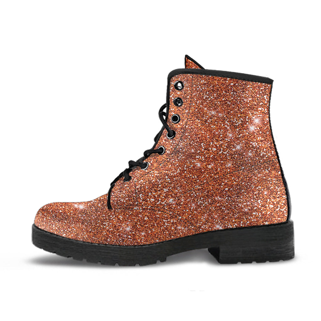 Orange Sparkle Women's Twinkle Women's Vegan Leather Combat Boots