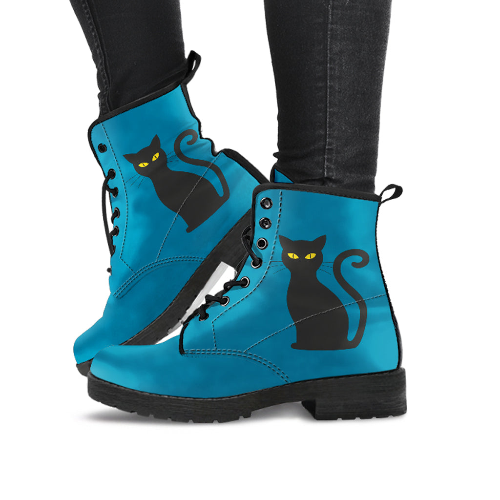 Deep Blue Cat Vegan Women Vegan Leather Boots – Sole Design Studio