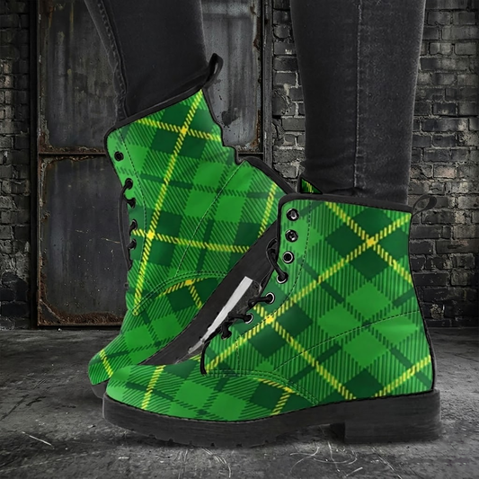 Irish Tartan Women's Vegan Leather Combat Boots