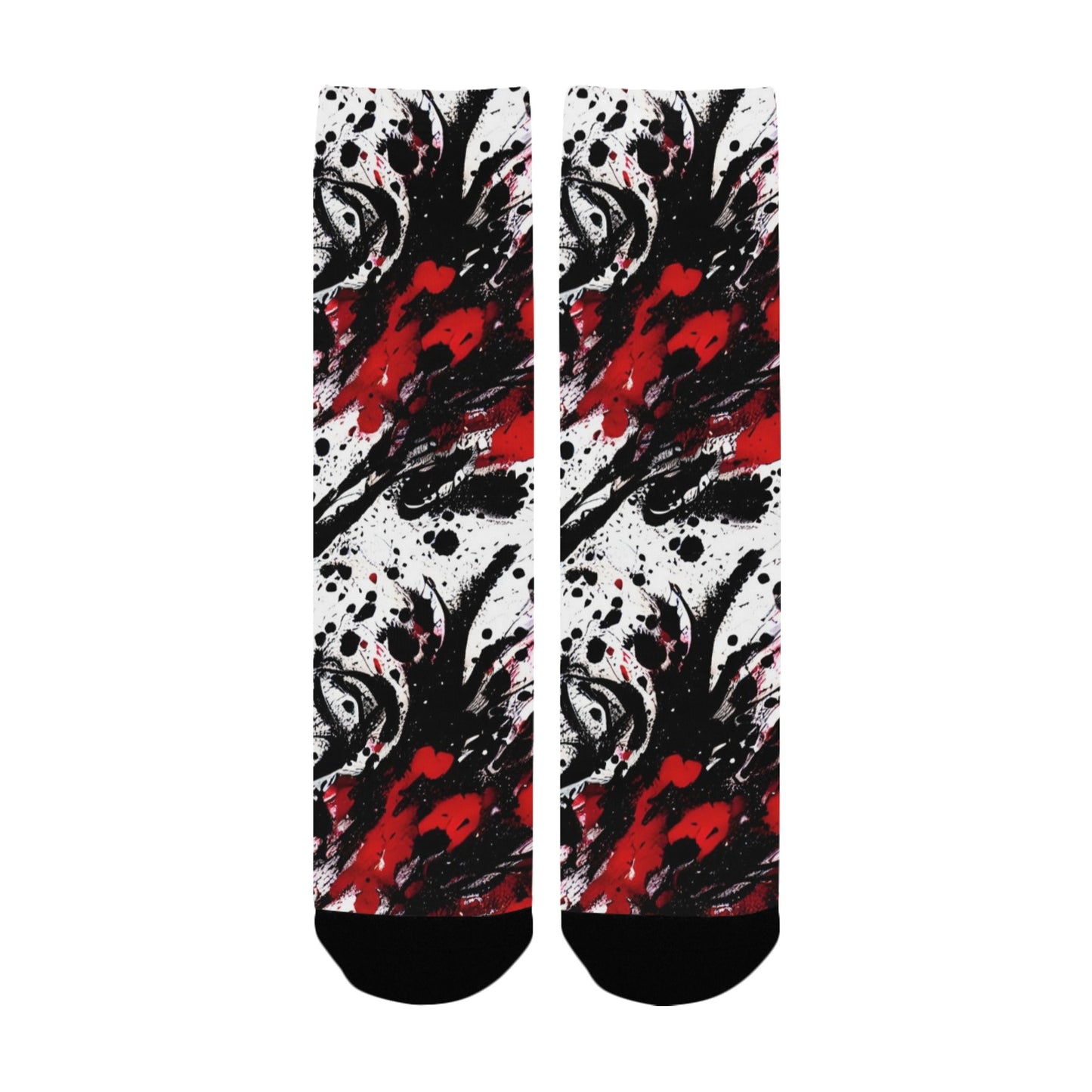 red and black ink splatter women's crew socks – Sole Design Studio