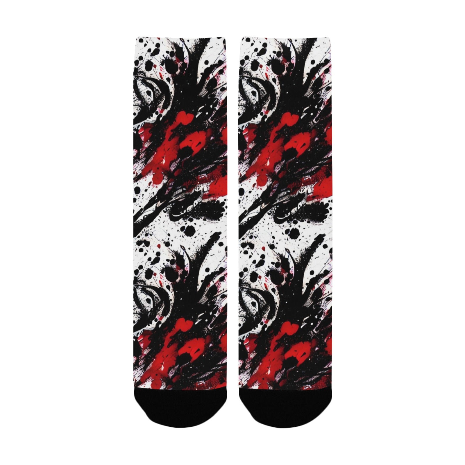 red and black ink splatter women's crew socks – Sole Design Studio