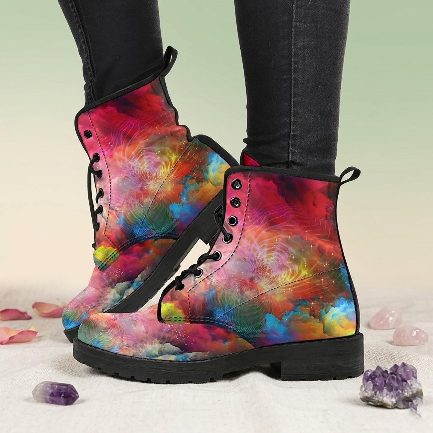 Colorful Spiritual Women's Vegan Leather Boots