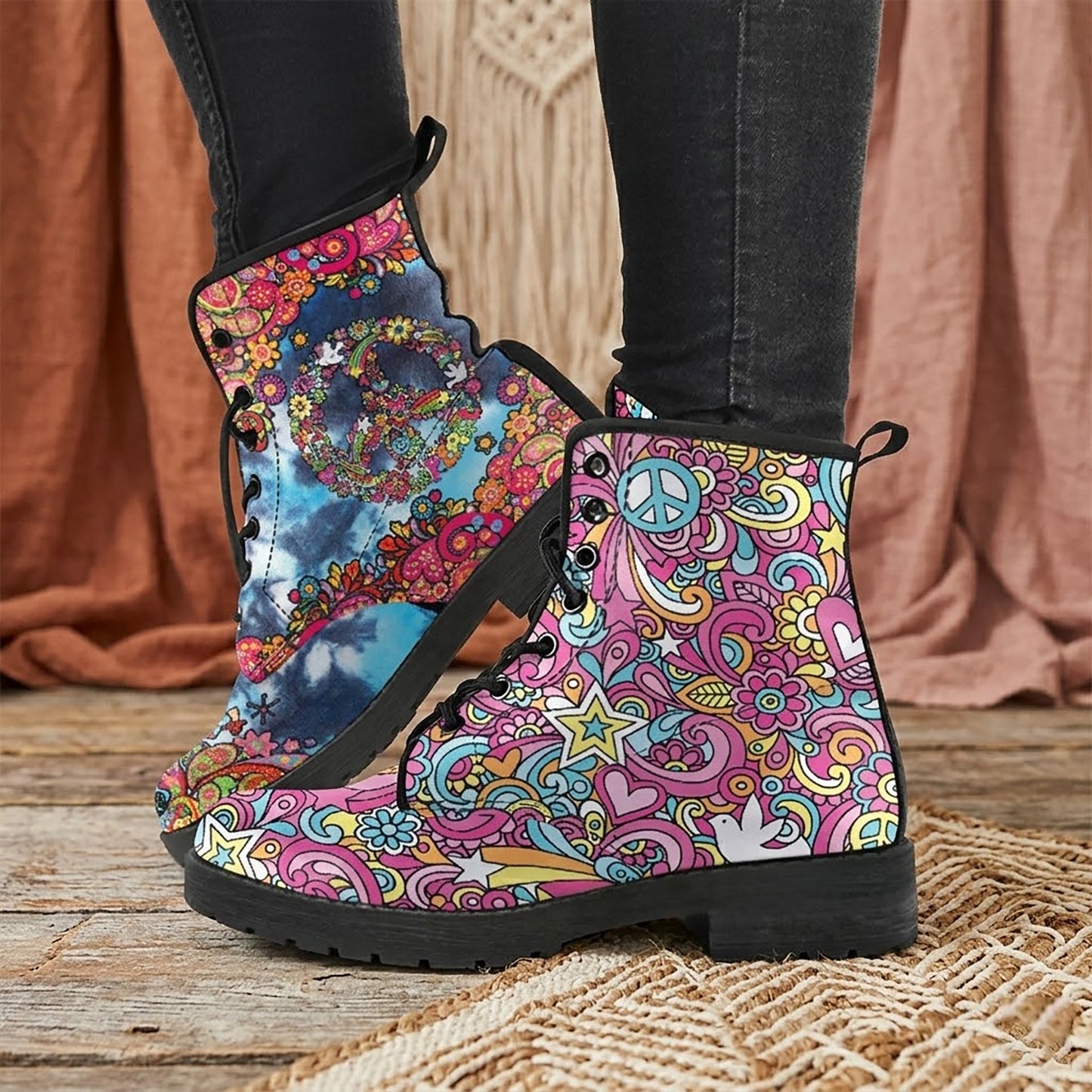 Hippie Women's Vegan Leather Combat Boots