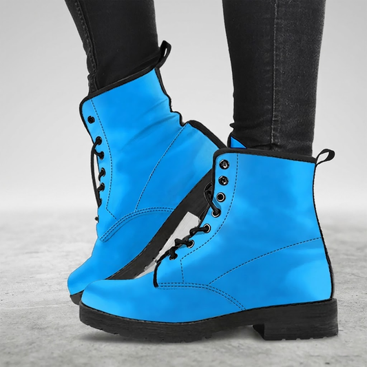 Baby Blue Sky Women's Vegan Leather Combat Boots