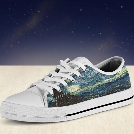 Starry Night by Vincent Van Gogh Women's Low Top Sneakers