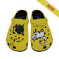 Black and White Cat on Yellow Women's Clogs Style Black Sole