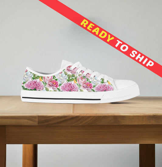 Watercolor Floral Women's Low Top Shoes - READY TO SHIP