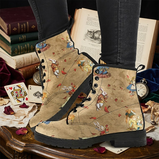 Alice in Wonderland #11 Women's Leather Combat Boots