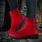 Red Gothic Heart Women's Vegan Leather Combat Boots