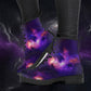 Purple Galaxy Stars Women's Vegan Leather Combat Boots