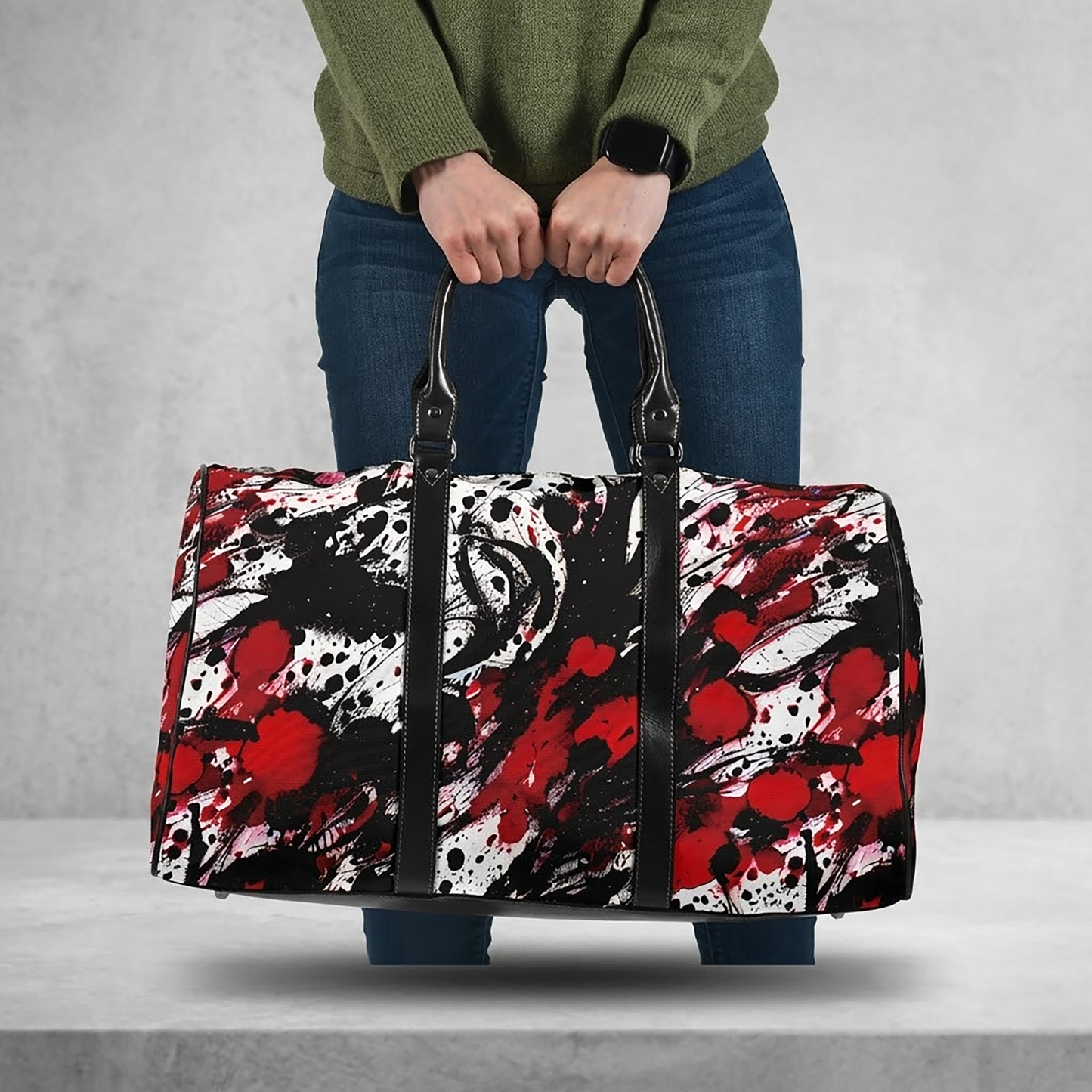 Red And Black Ink Splatter Women's Travel Bag