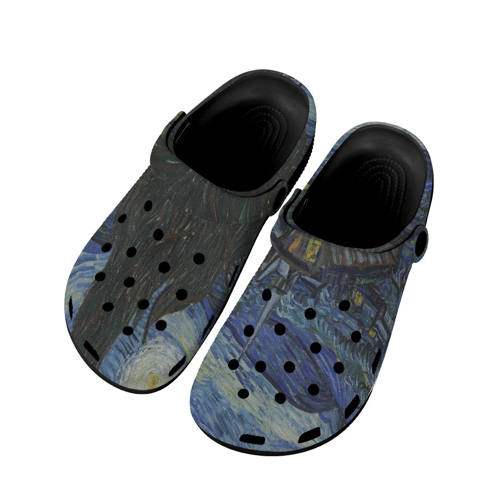 Vincent Van Gogh's Starry Night Women's Clogs Black Sole