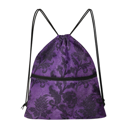 Purple Gothic pattern Women's Drawstring Backpack