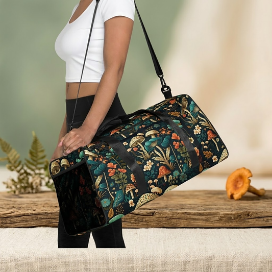Mystical Mushroom Boho Duffle Bag