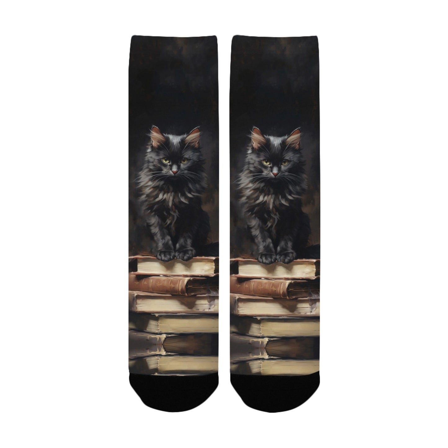 Gothic Cat Bookmark Socks - Custom Socks for Women Made in USA