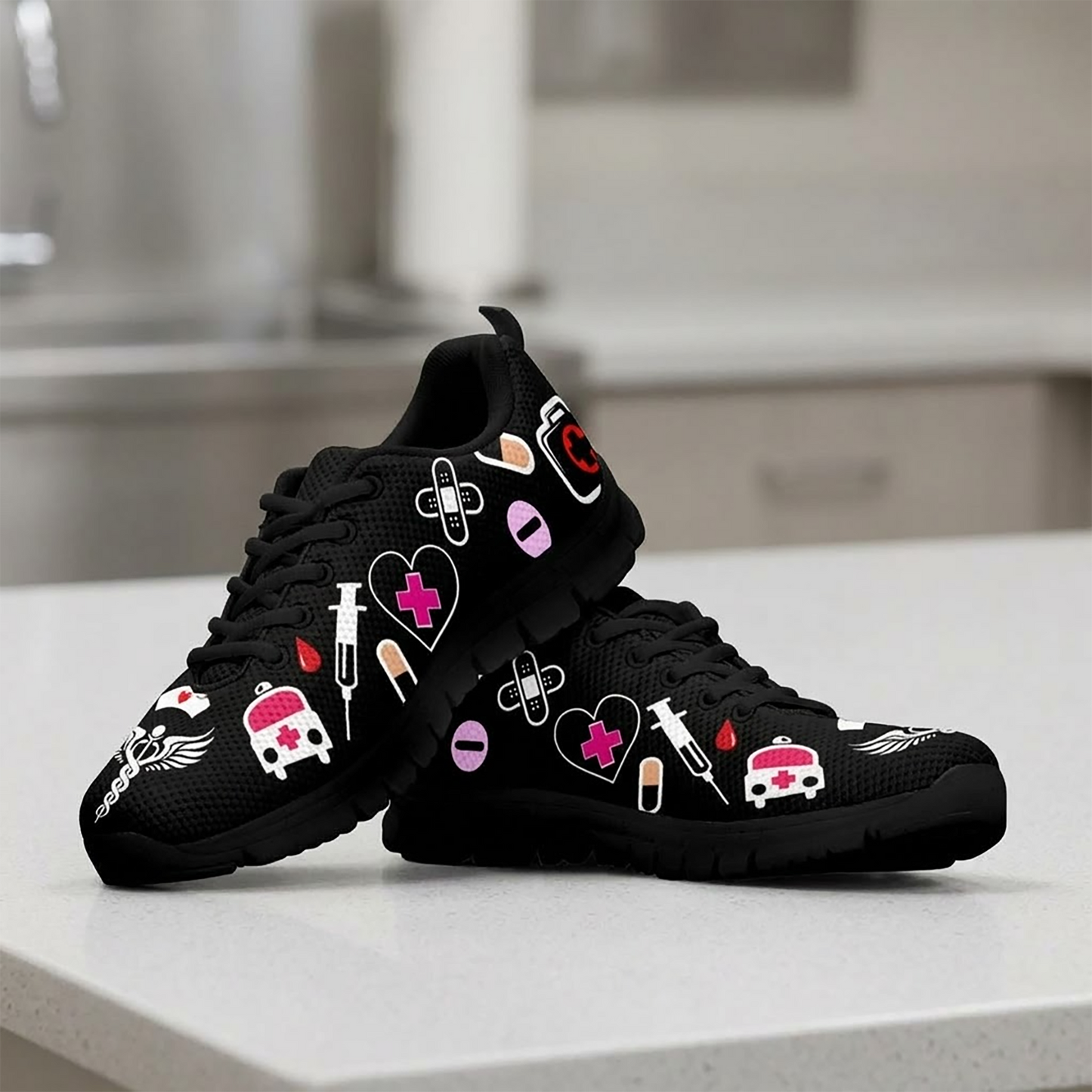 Black Medical Nurse Doctor Women's Athletic Sneakers