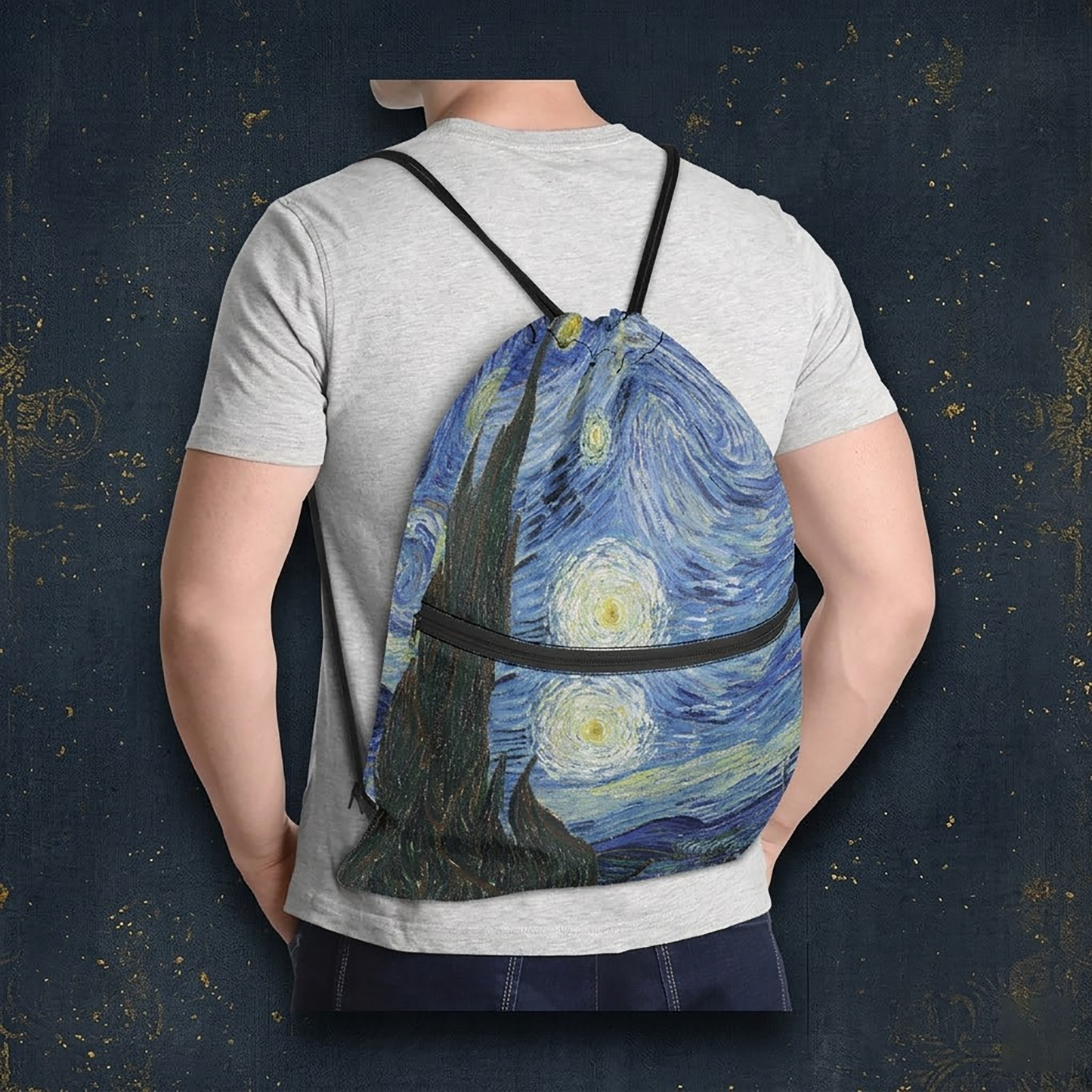 The Starry Night Vincent Van Gogh Women's Drawstring Backpack