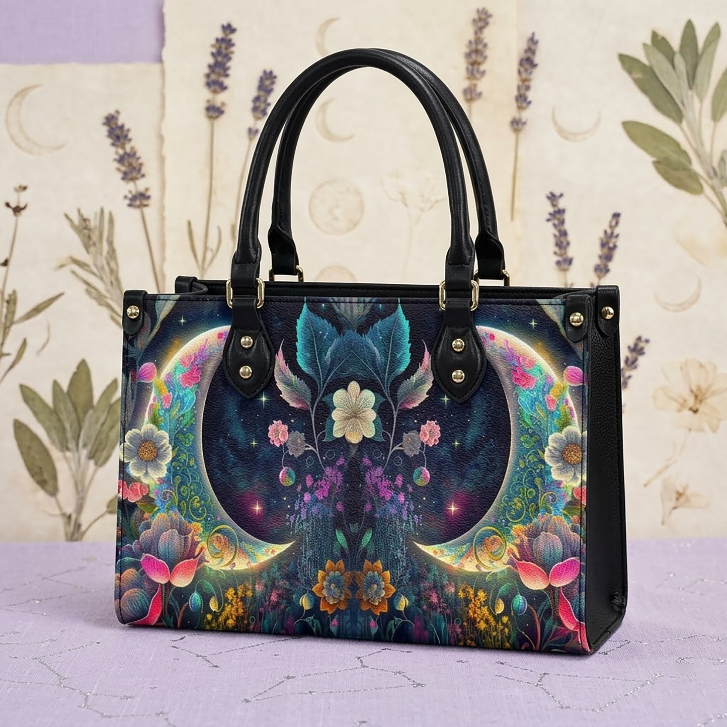 Sleepy Fantasy Garden Women's Vegan Leather Handbag