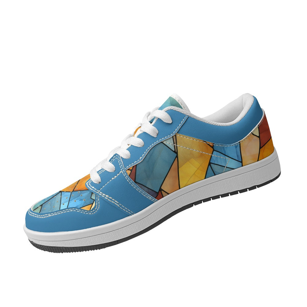 Geometric Blues Vegan Leather Sneakers