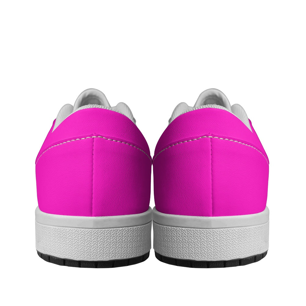 Hot Pink Women's Low Top Vegan Leather Sneakers