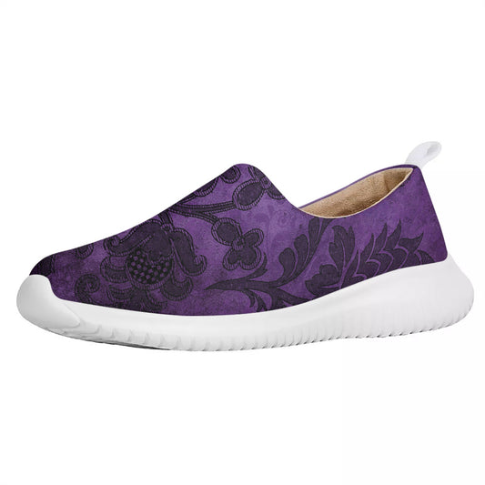 Purple Gothic Pattern Women's Casual Slip On Shoes