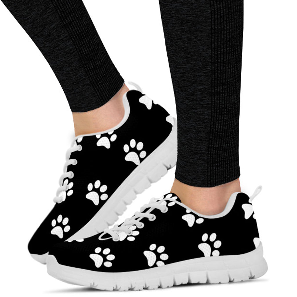 Women's Black Paw Athletic Sneakers