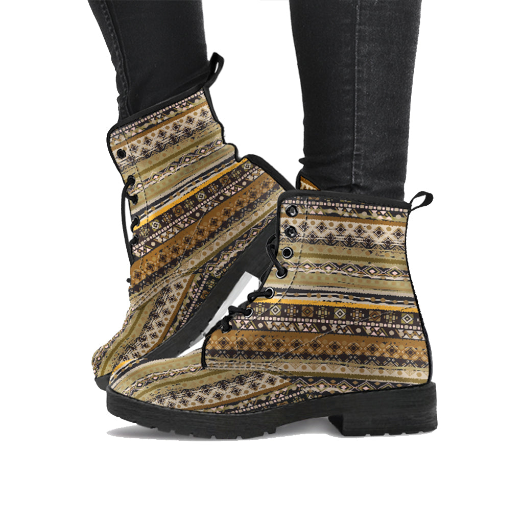 Bohemian Style Women's Vegan Leather Combat Boots