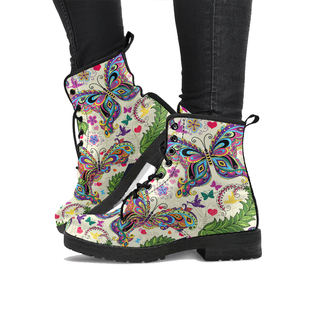 Butterfly Pattern Handcrafted Women Vegan Leather Boots
