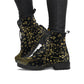 Gold Music Notes Women's Vegan Leather Combat Boots