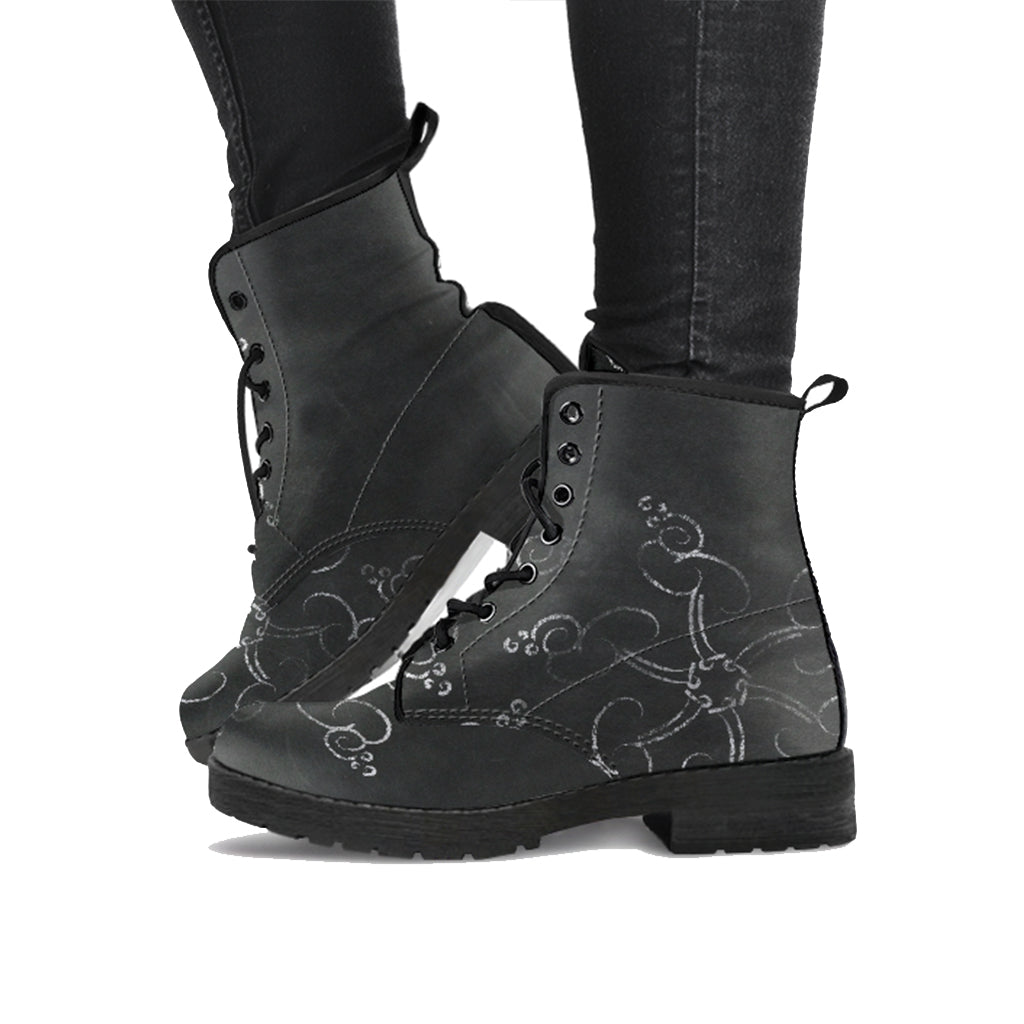 Chalkboard Doodle Women's Vegan Leather Combat Boots