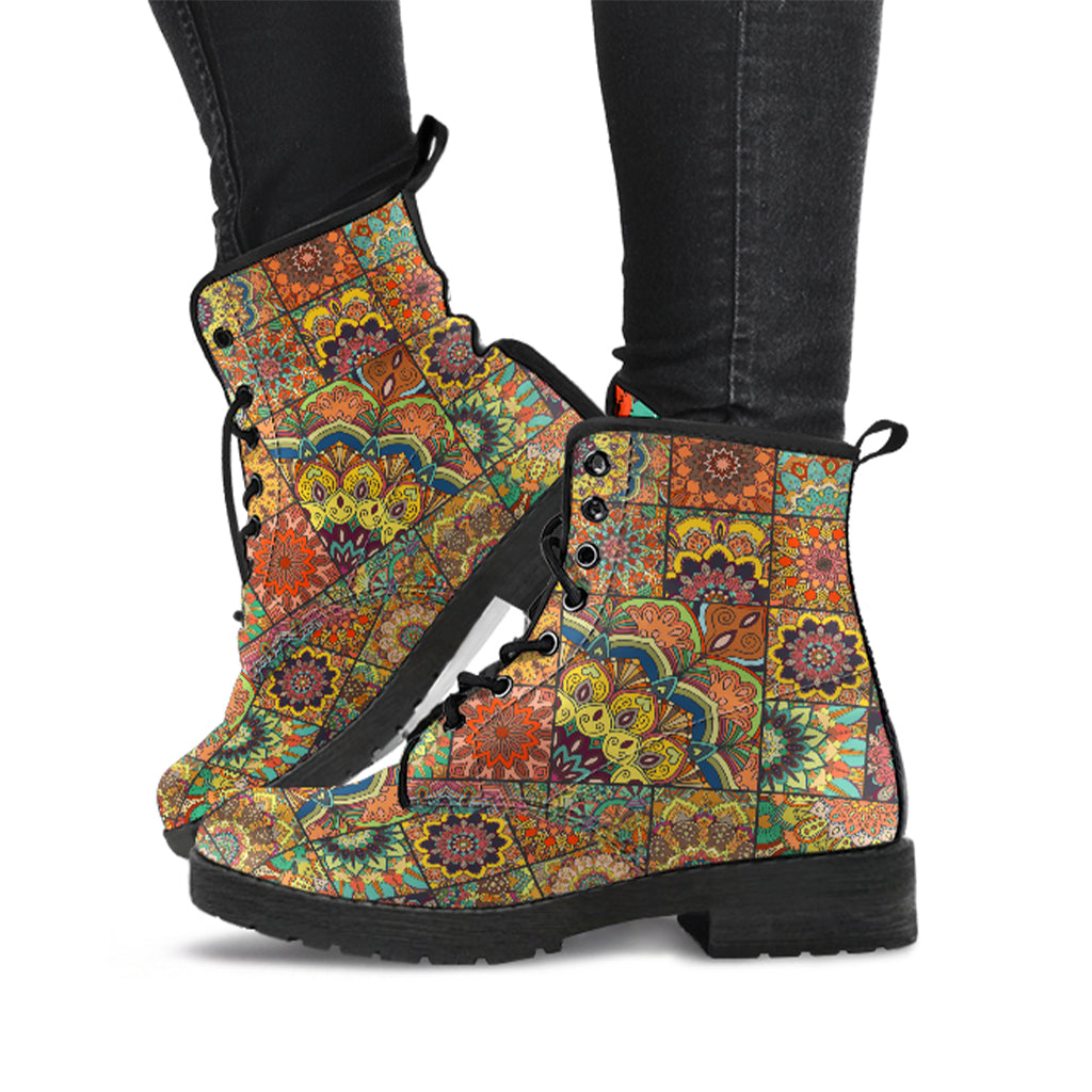 Patchwork Garden Women's Vegan Leather Combat Boots