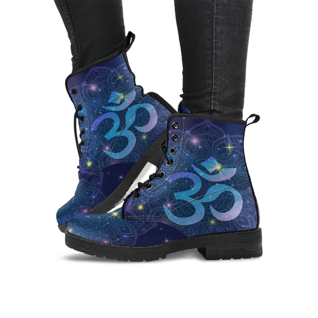 OM Mandala Women's Vegan Leather Combat Boots