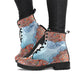 Blue Paisley Mandala Handcrafted Women's Vegan Leather Combat Boots