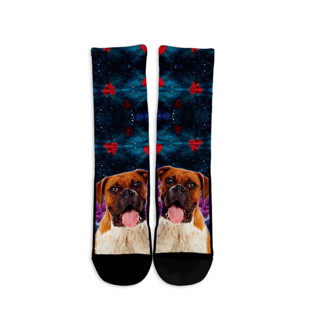 Boxer Dog Hearts Women's Animal Crew Socks