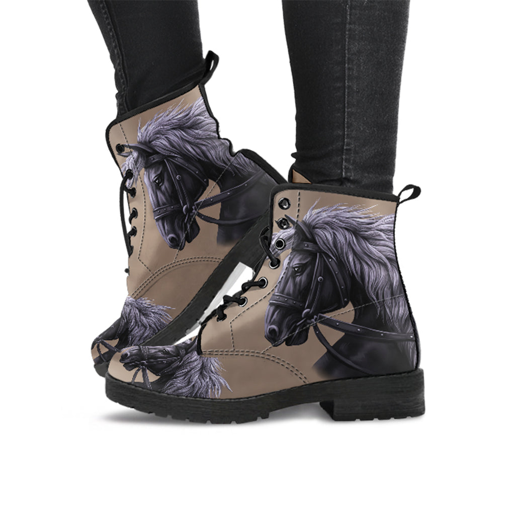 Horse Riding Lover Women's Vegan Leather Combat Boots