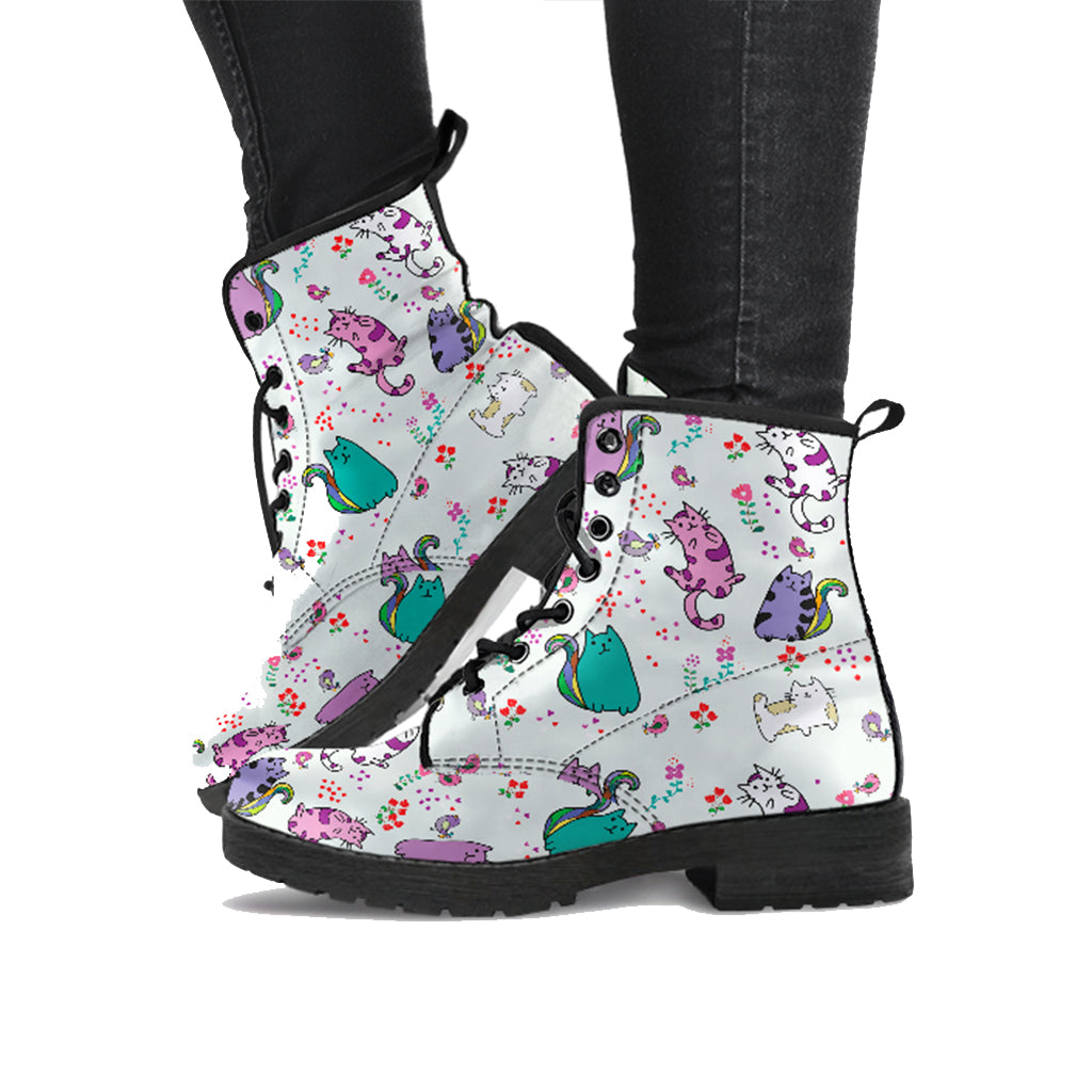 Cute Cat Boots Women Vegan Leather Boots